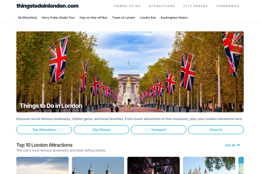 thingstodoinlondon.com homepage